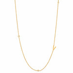 TAI JEWELRY Necklace V Sideways Initial Gold Necklace With CZ Accents