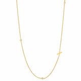 TAI JEWELRY Necklace X Sideways Initial Gold Necklace With CZ Accents